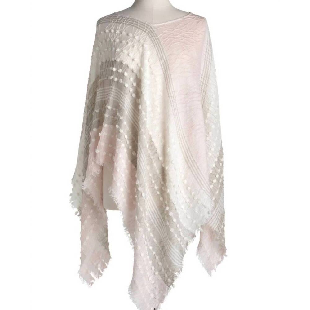 NEW DEMDACO women's textured poncho in blush mix